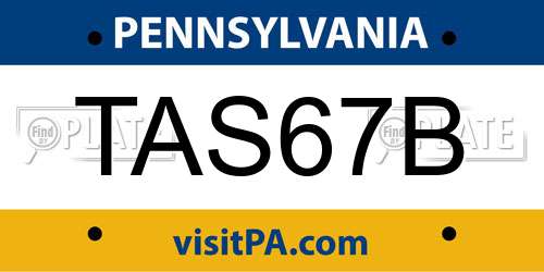TAS67B Pennsylvania License Plate