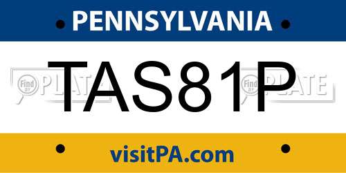 TAS81P Pennsylvania License Plate