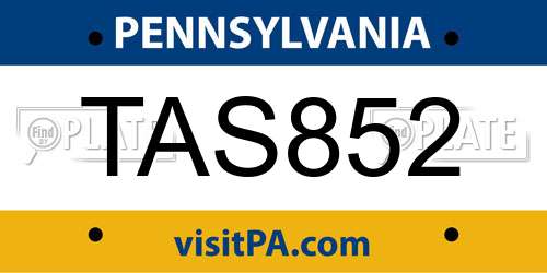 TAS852 Pennsylvania License Plate