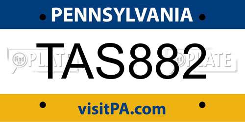 TAS882 Pennsylvania License Plate