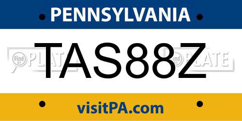 TAS88Z Pennsylvania License Plate