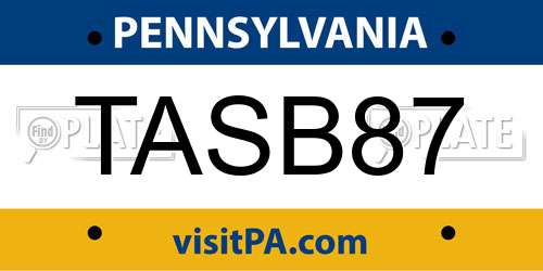 TASB87 Pennsylvania License Plate