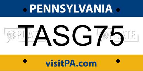 TASG75 Pennsylvania License Plate