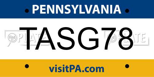 TASG78 Pennsylvania License Plate