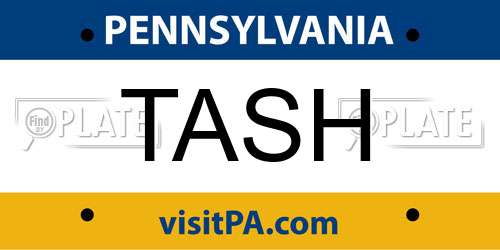 TASH Pennsylvania License Plate