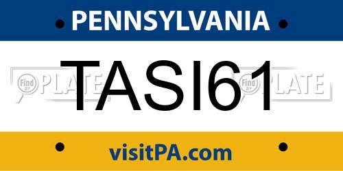 TASI61 Pennsylvania License Plate
