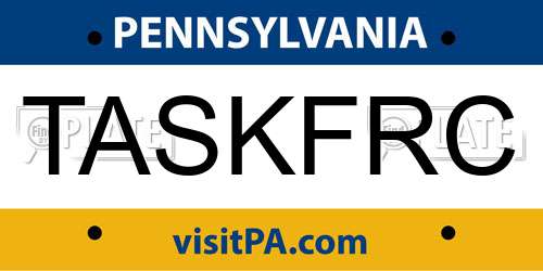 TASKFRC Pennsylvania License Plate