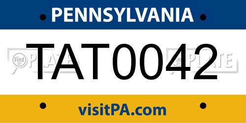 TAT0042 Pennsylvania License Plate