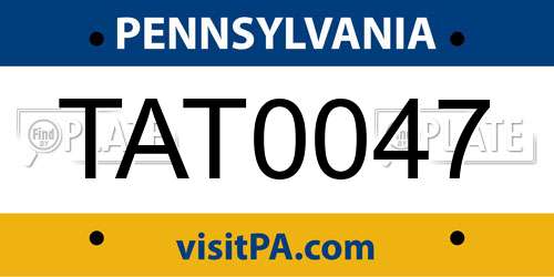 TAT0047 Pennsylvania License Plate