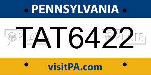 TAT6422 Pennsylvania License Plate