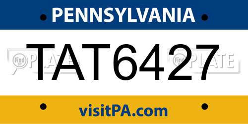 TAT6427 Pennsylvania License Plate
