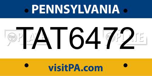 TAT6472 Pennsylvania License Plate