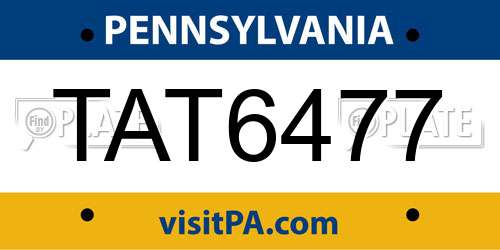 TAT6477 Pennsylvania License Plate
