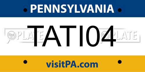 TATI04 Pennsylvania License Plate