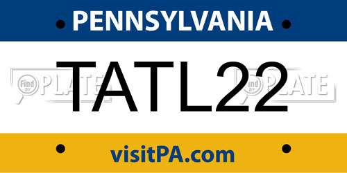 TATL22 Pennsylvania License Plate
