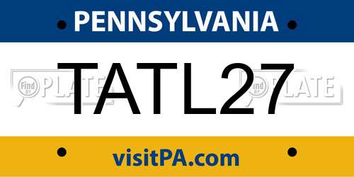 TATL27 Pennsylvania License Plate