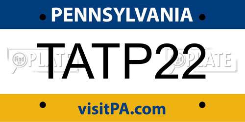 TATP22 Pennsylvania License Plate