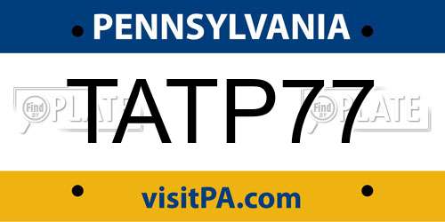 TATP77 Pennsylvania License Plate