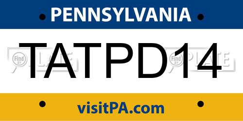 TATPD14 Pennsylvania License Plate