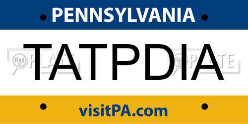 TATPDIA Pennsylvania License Plate