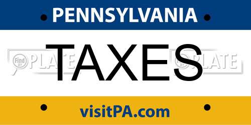 TAXES Pennsylvania License Plate