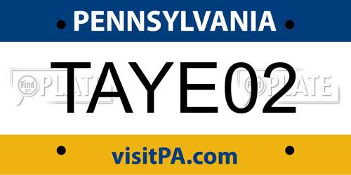 TAYE02 Pennsylvania License Plate