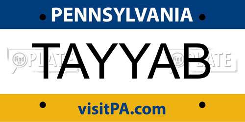 TAYYAB Pennsylvania License Plate