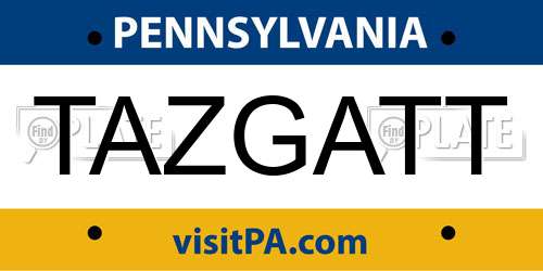 TAZGATT Pennsylvania License Plate