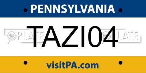 TAZI04 Pennsylvania License Plate
