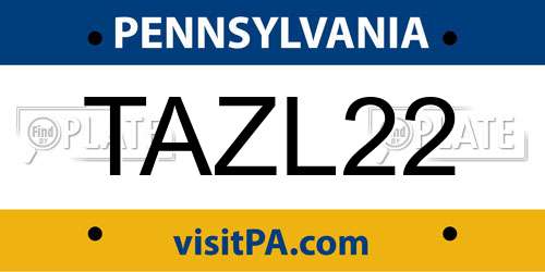 TAZL22 Pennsylvania License Plate