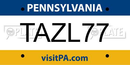 TAZL77 Pennsylvania License Plate