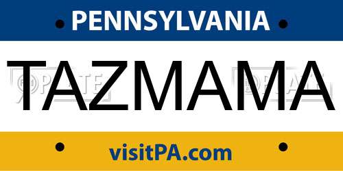 TAZMAMA Pennsylvania License Plate