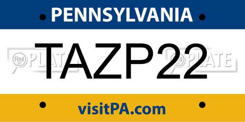 TAZP22 Pennsylvania License Plate
