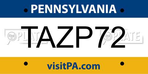 TAZP72 Pennsylvania License Plate