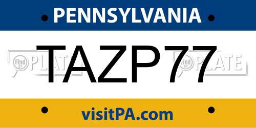TAZP77 Pennsylvania License Plate