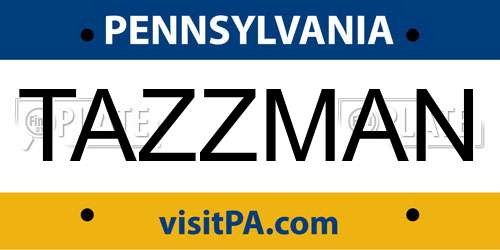 TAZZMAN Pennsylvania License Plate