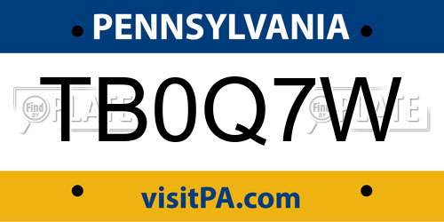 TB0Q7W Pennsylvania License Plate