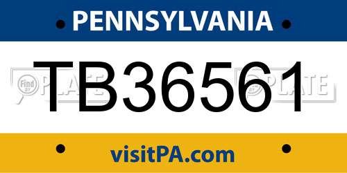 TB36561 Pennsylvania License Plate