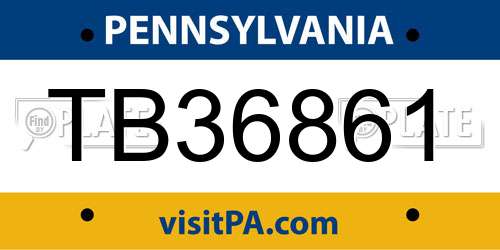 TB36861 Pennsylvania License Plate