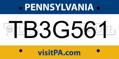 TB3G561 Pennsylvania License Plate