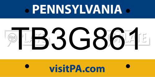 TB3G861 Pennsylvania License Plate