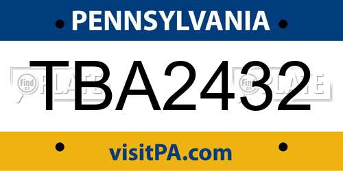 TBA2432 Pennsylvania License Plate