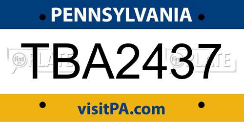 TBA2437 Pennsylvania License Plate