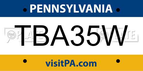 TBA35W Pennsylvania License Plate