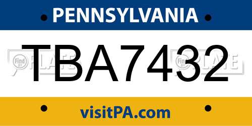 TBA7432 Pennsylvania License Plate