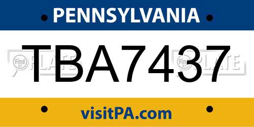 TBA7437 Pennsylvania License Plate