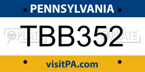 TBB352 Pennsylvania License Plate