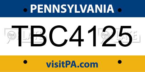 TBC4125 Pennsylvania License Plate