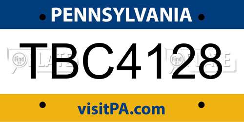 TBC4128 Pennsylvania License Plate