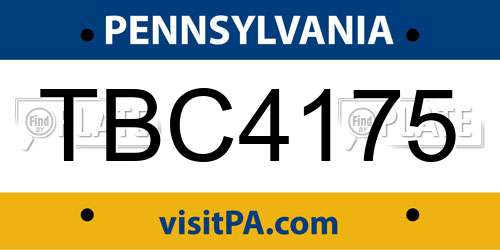 TBC4175 Pennsylvania License Plate